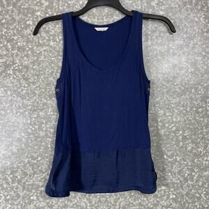 Club Monaco Women’s Navy Blue Minimalist Sleeveless Top - XS - Contrast Trim